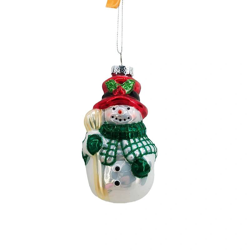 Handcrafted Glass Snowman Hanging Christmas Ornament