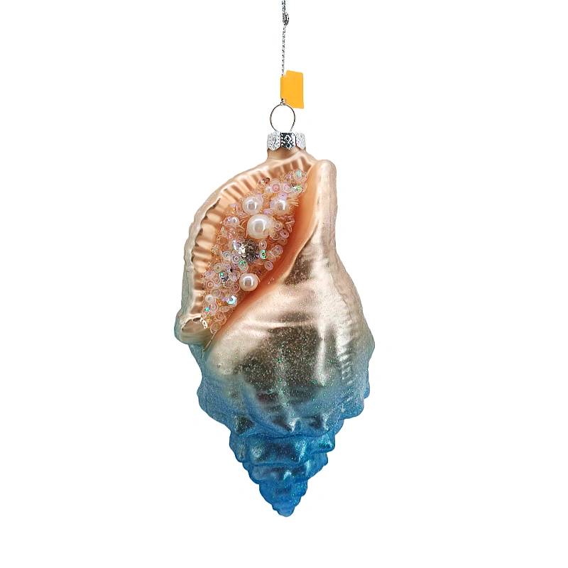 Pearl Seashell Glass Christmas Ornament