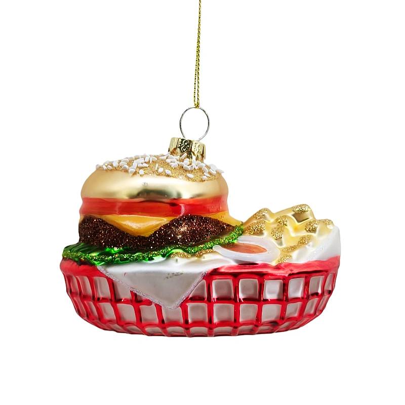Glass Burger Christmas Ornament
