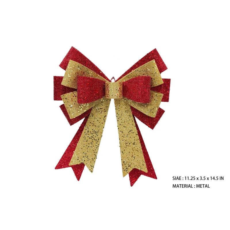 Glitter Metal Christmas Bow Decoration