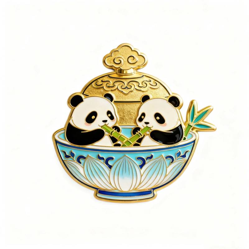 Gold Enamel Panda Fridge Magnet