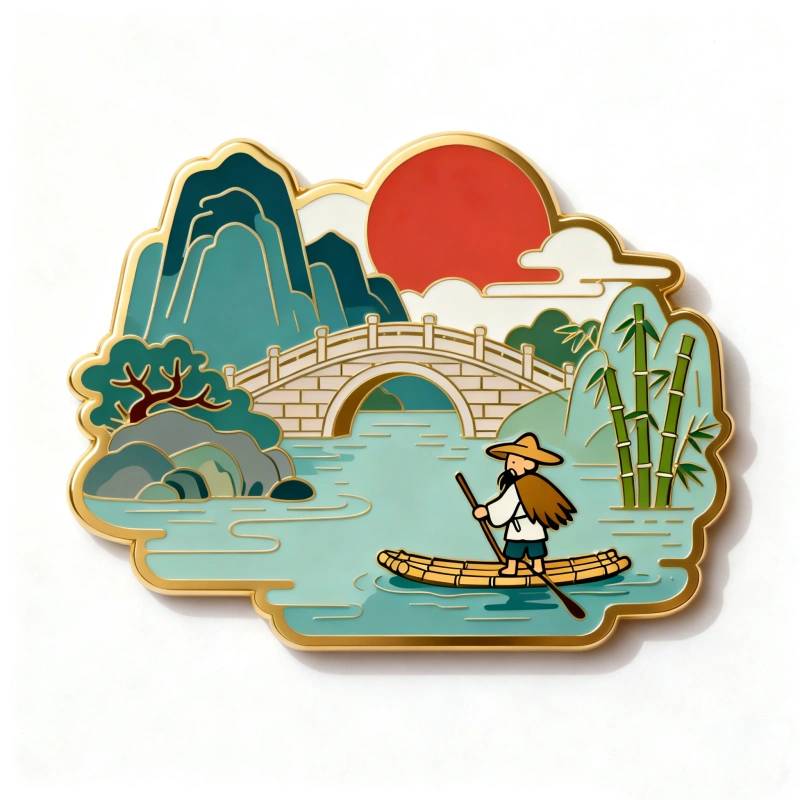 Oriental Landscape Enamel Decorative Plaque